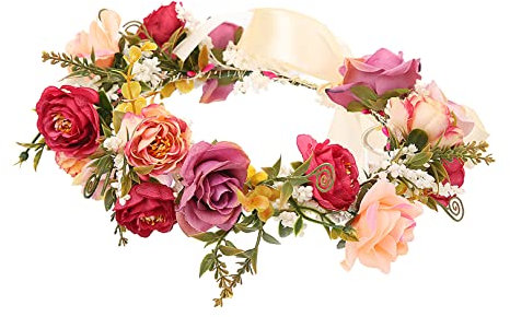 Boho Blumenkrone Blumenkranz Haarband Haarband mit Schleife Hochzeit Festival Party