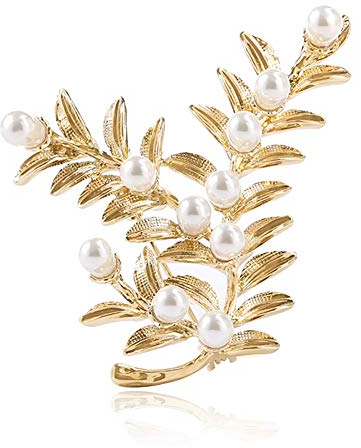Lazeny Elegant Lavendel Brosche Pearl Vintage Blume Brosche Pin Mode Anstecknadel Schals Tücher Ponchos Schmuck Zubehör Geschenk für Geburtstags Weihnachten Hochzeit Jahrestag Muttertag-Gold