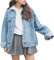 Beskie Oversized Denim Jacket for Women Grils Long Sleeve Boyfriend Jean Jackets Loose Coat