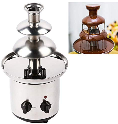 CGOLDENWALL 3 Layers Chocolate Fountain Maker Electric Chocolate Waterfall Machine Stainless Steel Chocolate Melting Pot Homemade Electric Heating Fondue Non-noise Chocolate Blender (220V)