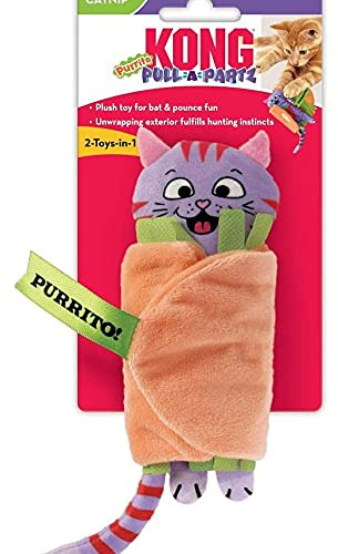 KONG Cat Pull-A-POM Purrito 2,5 x 5,7 x 14 cm, Mehrfarbig