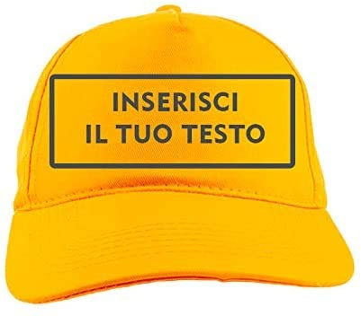 Ale Cappello da Baseball 80ZERO14 Stampato Testo Logo Frase Scritta Personalizzata (Giallo)