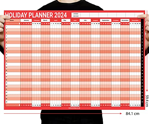 evelay Urlaubsplaner 2026, A1, Wandkalender, Mitarbeiter, Ganzjahresgröße (84 cm x 59 cm), für Zuhause, Büro, Arbeit, JAN DEC