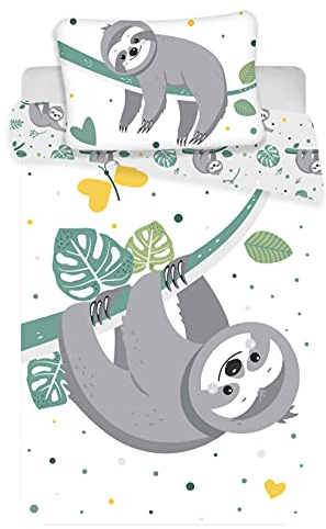 APTEX Baby Bettwäsche mit Faultier 100x135 cm 100% Baumwolle