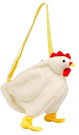 Sharplace Frauen Faux Tote Schulter Tasche Cartoon Huhn kuschelig Handtasche Crossbody Bag mit Reißverschluss, Realistische geschwollene Plüsch-Umhängetasche, Damen Schultertasche für Uni Mädchen