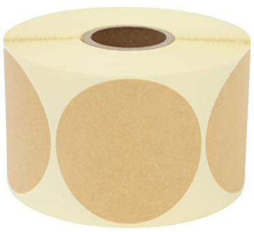 Prolac Markierungspunkte – 500 Stück Bunte Klebepunkte auf Rolle, 50x50 mm - Kraftpapier Braun, Glue Dots, Selbstklebende, Runde Aufkleber perfekt für Kennzeichnung im Büro, Sticker rund