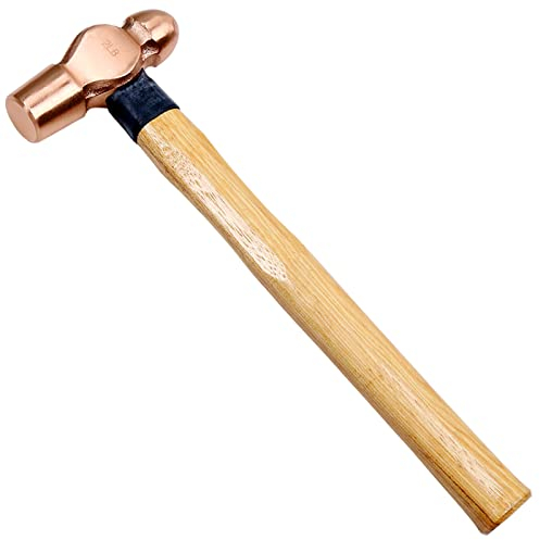 WEDO Kugel Pein Hammer,Kupferhammer,Locksmith Hammer Kopfgewicht 1130g,Länge 365mm,Kupfer Ingenieurhammer mit Holzgriff,Trockenbauhammer für Zuhause,Industrie,Notfall,Dekoration
