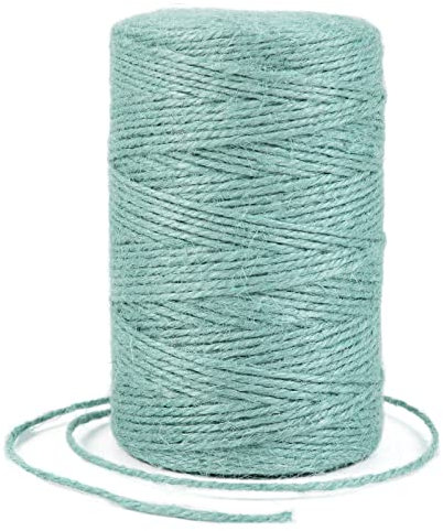 Uiopa Juteschnur 2mm x 200m, Jutegarn Juteseil Hanfseil Gartenschnur Paketschnur Naturfaser, 3-Lagig Jute Schnur für Garten, DIY Basteln, Geschenkverpackung, Weihnachtsdekoration (Aquablau)
