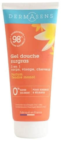 Dermasens Gel Douche Surgras Corps Visage Cheveux Tendre Monoï 200ml pour Peau Sensible