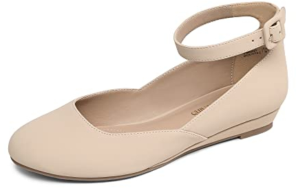 DREAM PAIRS Damen-Schuhe, lässig, spitzer Zehenbereich, Ballett-Komfort, weiche Slip-on-Flachschuhe,Size 35,Nackt-Nubuck,REVONA-E