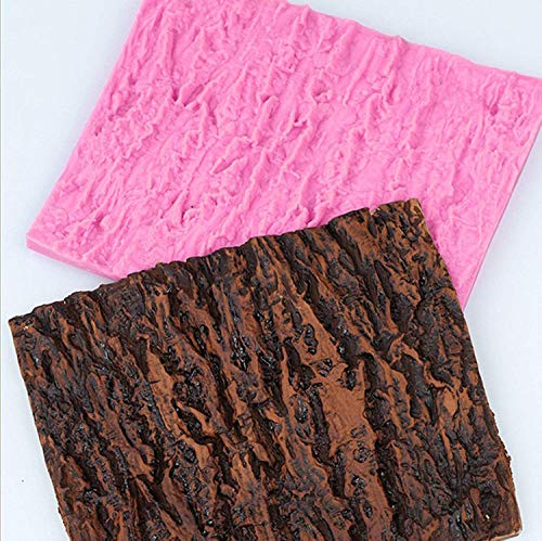 PIQIUQIU Rectangular Cake Mould Tree Bark Texture Design Bread Baking Mould Non-Stick Fondant Imprint Mat Silicone Desserts DIY Baking Tool 15x18x1cm