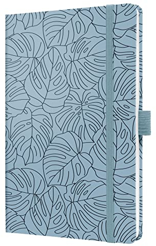 SIGEL JN353 Notizbuch A5 liniert, Tagebuch Jolie, Hardcover, Gummiband, Stifteschlaufe, Einstecktasche, hellblau/schwarz, aus nachhaltigem Papier