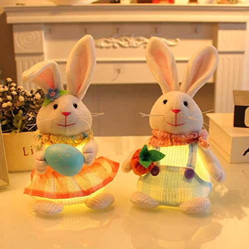 Bseical Ostern Wichtel Deko Mit Led-Licht,Osterdeko Wichtel Figuren Handgemachte,Hase Deko Tischdekoration,Ostern Wichtel Beleuchtet,Handgemachte Esichtslose Plüsch Puppen,Plüsch Osterhasen Zwerg (A)