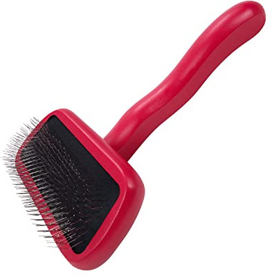 Chris Christensen Karben II Zupfbürste für Hunde, Fellpflege wie ein Profi, ideal für alle Felltypen, entfernt Haarausfall, Verfilzungen und abgestorbene Unterwolle, 17 mm Edelstahlstifte, rot, klein