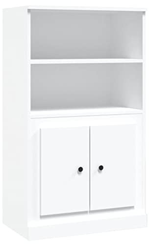 vidaXL Highboard, Sideboard mit viel Stauraum, Kommode Wohnzimmerschrank mit Türen, Schrank Anrichte Beistellschrank, Weiß Holzwerkstoff
