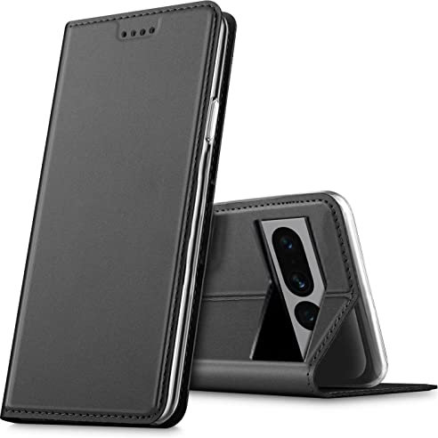 Verco Handyhülle für Google Pixel 7 Pro, Premium Handy Flip Cover für Pixel 7 Pro Hülle [integr. Magnet] Book Case PU Leder Tasche, Schwarz