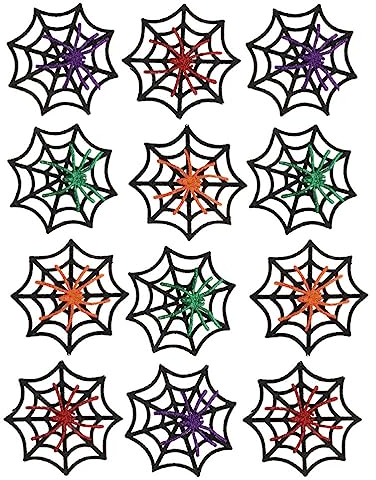 Warmhm 12 Stück Halloween-Kunststoff-Spinnennetz, Halloween-Spinnen-Ornamente Mini-Blitz Mini-Zubehör Im Netz Halloween-Party Fotoautomaten-Ornamente Zum Basteln Zartes Spinnennetz