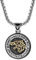 JewelryWe Schmuck Wikinger Wolf Halskette Herren Edelstahl Fenrir Wolf Rune Münze Medaillon Anhänger mit Kette Nodischer Viking Wolfskopf Amulett Geschenk für Männer Gold Silber