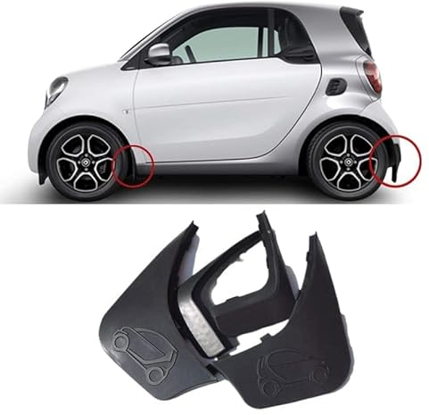 WOAFEY Auto-SchmutzfäNger, für Smart 451 Fortwo 453 Fortwo Forfour, Spritzschutz Vorne Hinten Styling KarosseriezubehöR Original Schwarz mit Montage von SchraubnäGeln,Fortwo 09-14