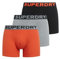 Superdry Herren Boxer Triple Pack Boxershorts, Black/Bright Orange Marl/NOOs Grey Marl,