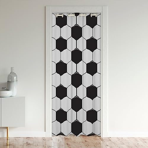 richhome Schwarz und weiß Hexagon Tür Vorhang Privatsphäre, Jungen Ball Spiel Sport Blackout Vorhang, Fußball Tür Fenster Vorhang 1 Panel, 132x203