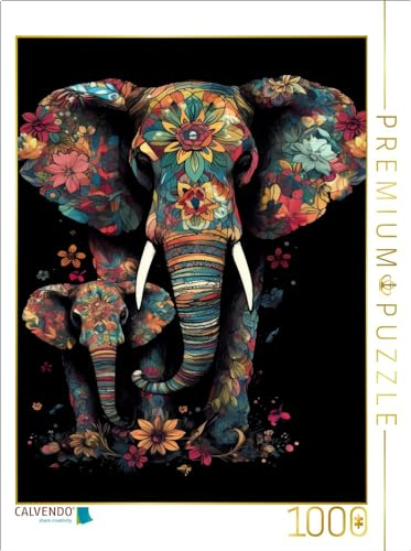 CALVENDO Puzzle Elefanten | 1000 Teile Lege-Größe 48 x 64 cm Foto-Puzzle für glückliche Stunden
