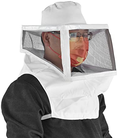 Yosoo Biodlarhatt, kontraktionsdesign, andningsbart nättyg, vit kant, biodlare cowboy för slöjhatt, huvuddät åtstramning, bin, biodling, fiskare, jägare, campare