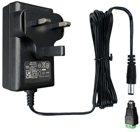 24V 1A 24W 1.8M/6Ft Long Power Supply Adapter, AC DC Switching Adapter (Input 100-240V, Output 24Volt 1Amp 1000mA), Wall Mount Transformer Plug with Screw Terminal DC Connector, UKCA Listed