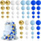 BOUBONI 48 Pcs Cake Topper Decorations - Balloon Cupcake Toppers, Foam Balls for Birthday Party Wedding (Royal Blue, Light Blue, White, Gold)