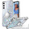 Unlicaku für Samsung Galaxy A15 5G Hülle mit Band, Ring Ständer HandyHülle Handykette Frauen Mädchen Glitzer Silikon Flüssigkeit Schutzhülle für Samsung A15 5G Case, Silber