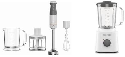 Kenwood Frullatore ad Immersione HBM40.302WH, Sistema TriBlade con 3 Lame, 1 Velocità+Turbo & BLP31.A0WH Frullatore, Caraffa da 1,6L, Lame in Acciaio, 2 Velocità e Pulse