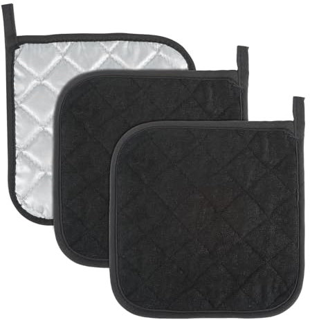 Gjinxi 3Pcs Pot Holders for Kitchen, Heat Resistant Cotton Potholders, Basic Terry Oven Hot Pads, Trivets for Cooking and Baking