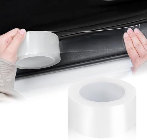 EINESIN Auto Einstiegsleisten Schutz 5cm*10m, Carbon Aufkleber, Auto Einstiegsleisten Kohlefaser Aufkleber, Selbstklebend Schutzfolie Lackschutzfolie Auto（Transparent）