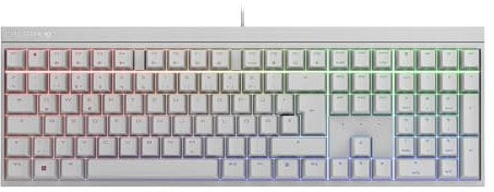 CHERRY MX 2.0S, Mechanical Gaming Keyboard with RGB Illumination, German Layout (QWERTZ), Wired, Designed in Germany, MX2A RED Switches, White