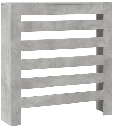vidaXL Radiator Cover Heater Slat Cabinet - Concrete Grey Engineered Wood - Modern Slatted Design - Living Room Shelf - 78x20x82 cm