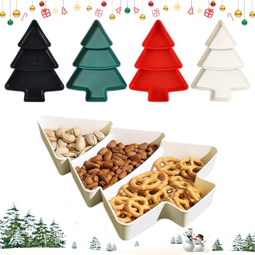 Bandeja Navideña, Dwafill Plato de Navidad, Plato de Frutas, Plato Navideño para Repostería, Snacks, Platos Navideños, Plato Navideño de Nueces