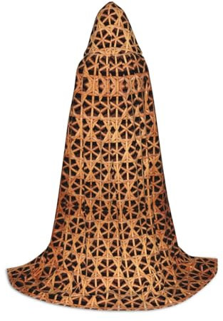 XLEWSIEU Wicker Woven Grid Print Hooded Cape For Teens Christmas Hoodies Cape Cosplay Costumes