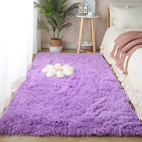 Homesally Tappeti Salotto Shaggy Tappeto a Pelo Lungo Tappeto Peloso Soggiorno Moderno Cameretta Tappeti Camera da Letto Morbido Tappetino Antiscivolo e Soffice,Viola,40x120cm