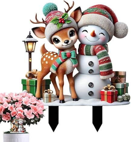 Nybhyjka Weihnachtsdekorationen für den Garten, Weihnachtsstecker für den Außenbereich | Dekorative 2D-Acryl-Weihnachtsstecker für Zuhause,Freude-Yard-Schilder, Gartenstecker Freude für