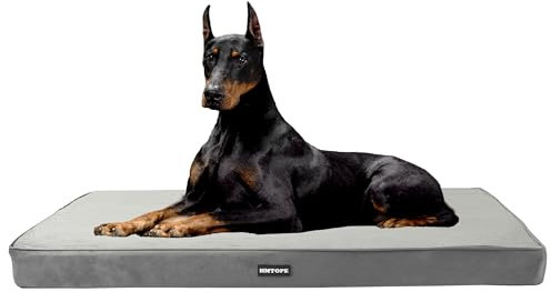 HMTOPE Orthopädisches Hundebett, 10cm Dicke Hundekissen für Grosse Hunde, Abnehmbar und Waschbar Hundematte, rutschfeste Unterseite, Wasserdichtes Innenfutter, 120 cm, Hellgrau