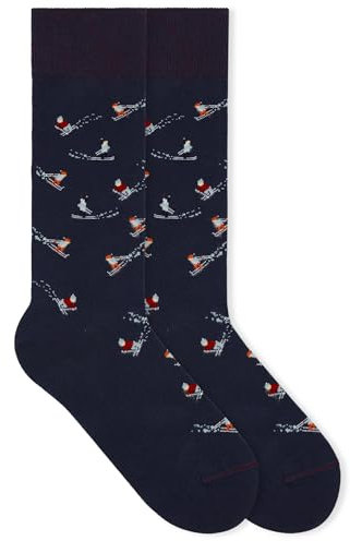 von Jungfeld - 1er Set Motiv Socken mit Slalom Oxford Blue Icon - Bunte Socken in Gr.35-38