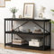 LVB Table Console d'Entrée Rustique en Bois et Métal Meuble 3 Étagères pour Derrière Canapé Style Industriel Table d'Entrée pour Couloir Console Meuble de Hall Bibliothèque Vintage Brun Noir 120cm