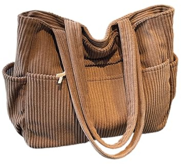 Jwqqwdza Cord-Tragetasche für Damen, mehrere Taschen, große Hobo-Umhängetasche für Büro und Shopping, lässige Handtasche mit Reißverschluss