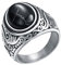 Ringe Mit Ketten Muster für Männer Stahl eingelegt drei Farben Ring Männer dominant Opal Ring Arabische Ringe Herren (Black, E)