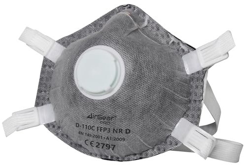 AirGearPro D-110C FFP3 Maske mit Ventil - Staubmaske - Atemschutzmaske - Staubschutzmaske - Feinstaubmaske - Atemschutz z.B. gegen Feinstaub, Schimmel