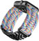 BINLUN Compatibile con Apple Watch Cinturino 42mm 41mm 40mm 38mm Cinturini Sportivo Intrecciato 550 Paracord Acciaio Compatibile con iWatch Serie 10/9/8/7/SE2/SE/6/5/4/3/2/1(Arcobaleno Nero)