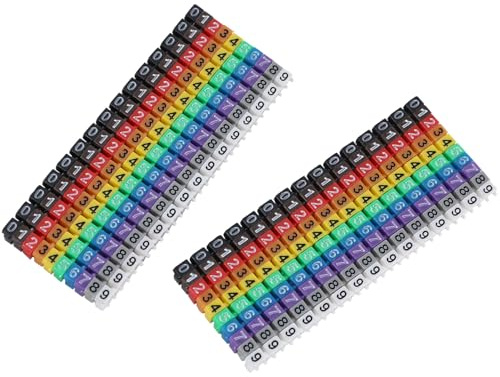 Greluma 1.5mm² Pince marqueur de Fil, 300 0-9 Code Fil Number Tags, Couleur câble Number Tag Tube pour Le marquage des câbles codés en Couleur