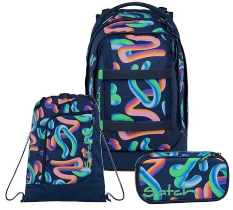 Satch Pack Schulrucksack Set 3tlg. inkl. Schlamperbox und Sportbeutel (Crazy Twist)
