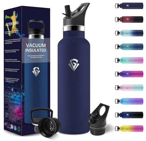 Trinkflasche, 750 ML BPA-Frei, Thermosflasche, Auslaufsichere Isolierflasche Doppelwandig, Wasserflasche, Thermoskanne, mit Strohhalm, Trinkflasche Kohlensäure Geeignet für Wandern, Laufen, Yoga