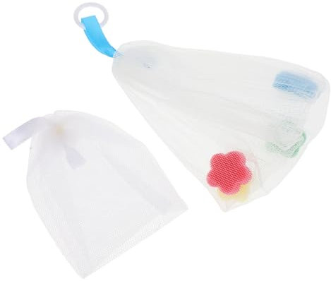 CALLARON 2Pcs Exfoliating Soap Foaming Pouch for Facial Cleaning Durable Mesh Soap Bag with Drawstring for Handmade and Cosmetic Soap for Gentle Skin Exfoliation and Storage